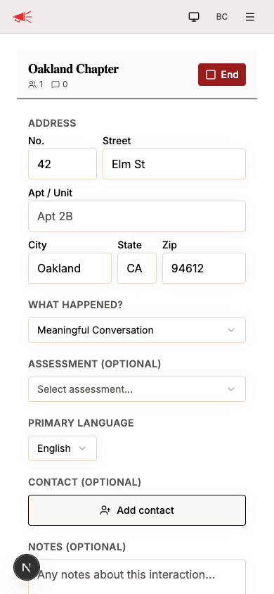 Assessment and Primary Language fields that appear for conversations